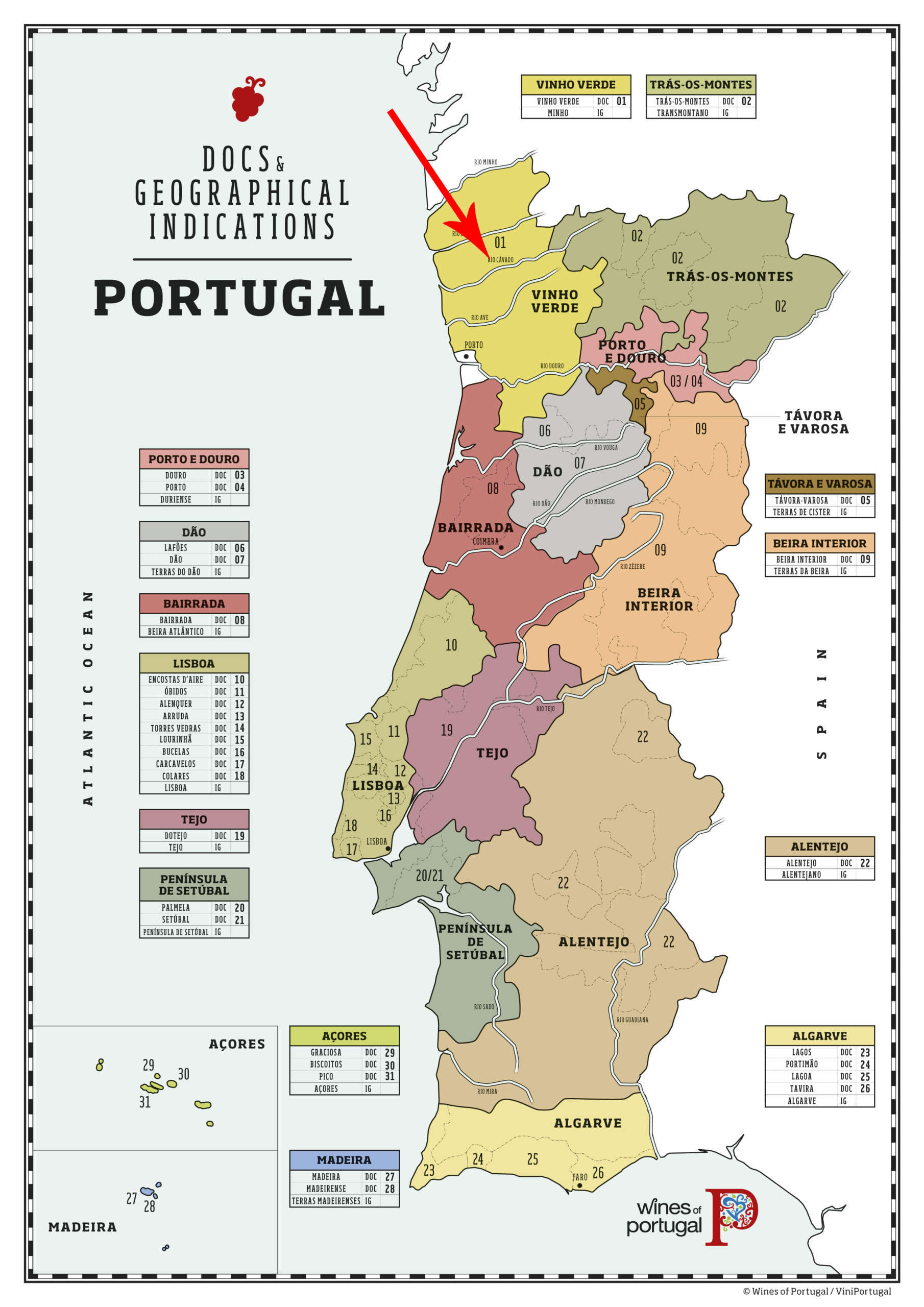 map-des regions vinicoles-portugais