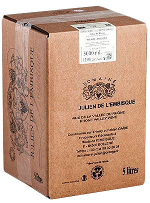 Julien de l'Embisque, Rhône AOP red 5 l bag in box, organic wine