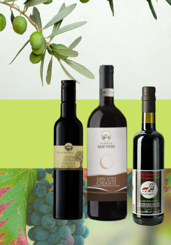 Biowein Gourmet-Set Italien, mit Chianti, Olivenöl u. Aceto Balsamico