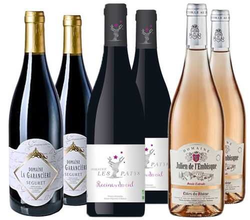 Tasting package organic wines Rhône, 6 bottles, less 12 % discount