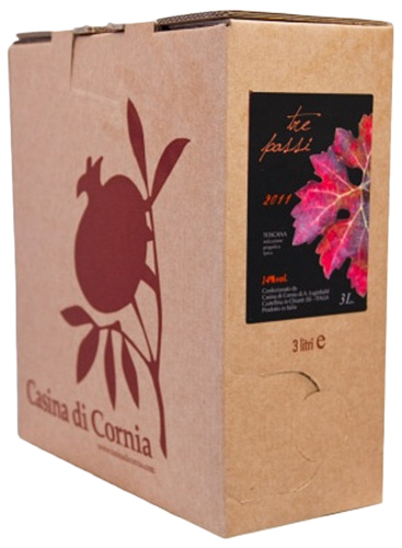 Casina di Cornia, Toscano rosso IGT, Tre passi vin bio, 3 l bag in box